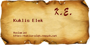 Kuklis Elek névjegykártya